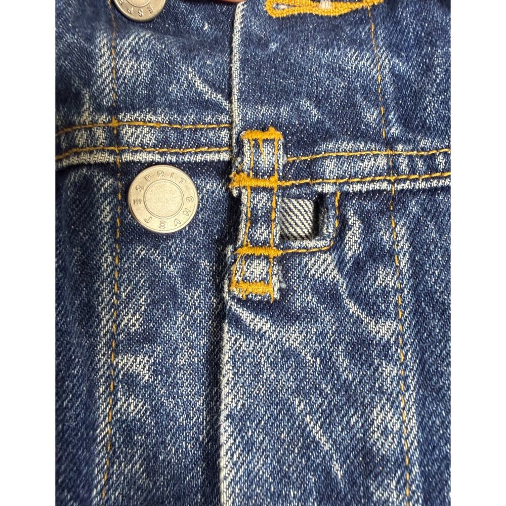 Vintage 80s Esprit Cropped Denim Jacket Dark Wash Supermodel Grunge L - Picture 4 of 9